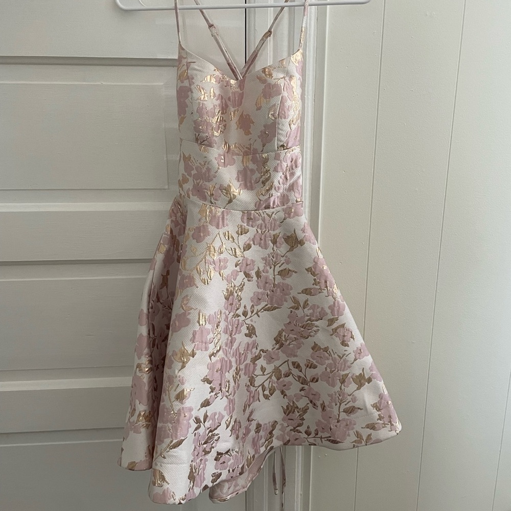 Macy's Pink and Gold Floral Dress